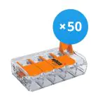 Voordeelpak 50x Wago 221-415 Verbindingsstuk Compact | 5 Kabel Aansluiting - Montageklem